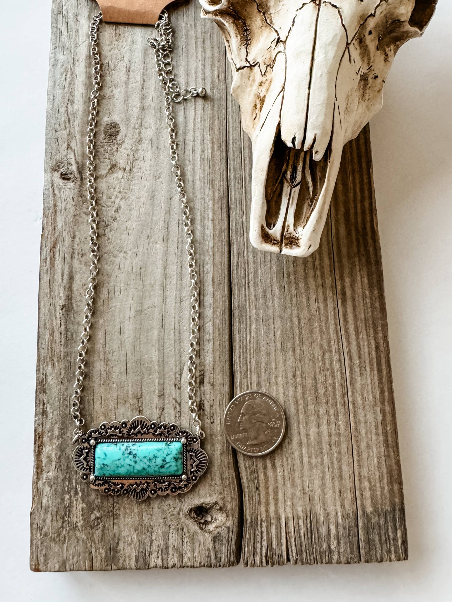 RECTANGLE STONE PENDANT NECKLACE