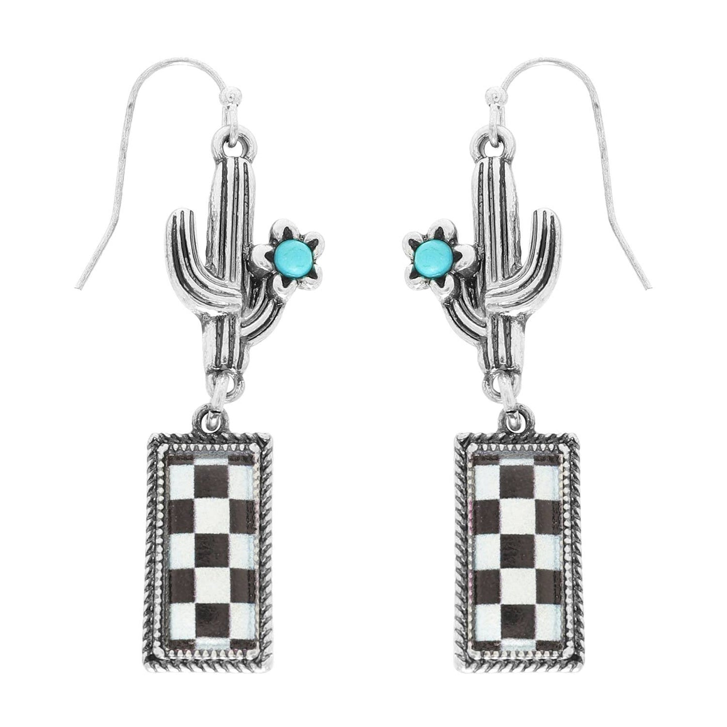 CHECKERBOARD BAR DANGLE EARS