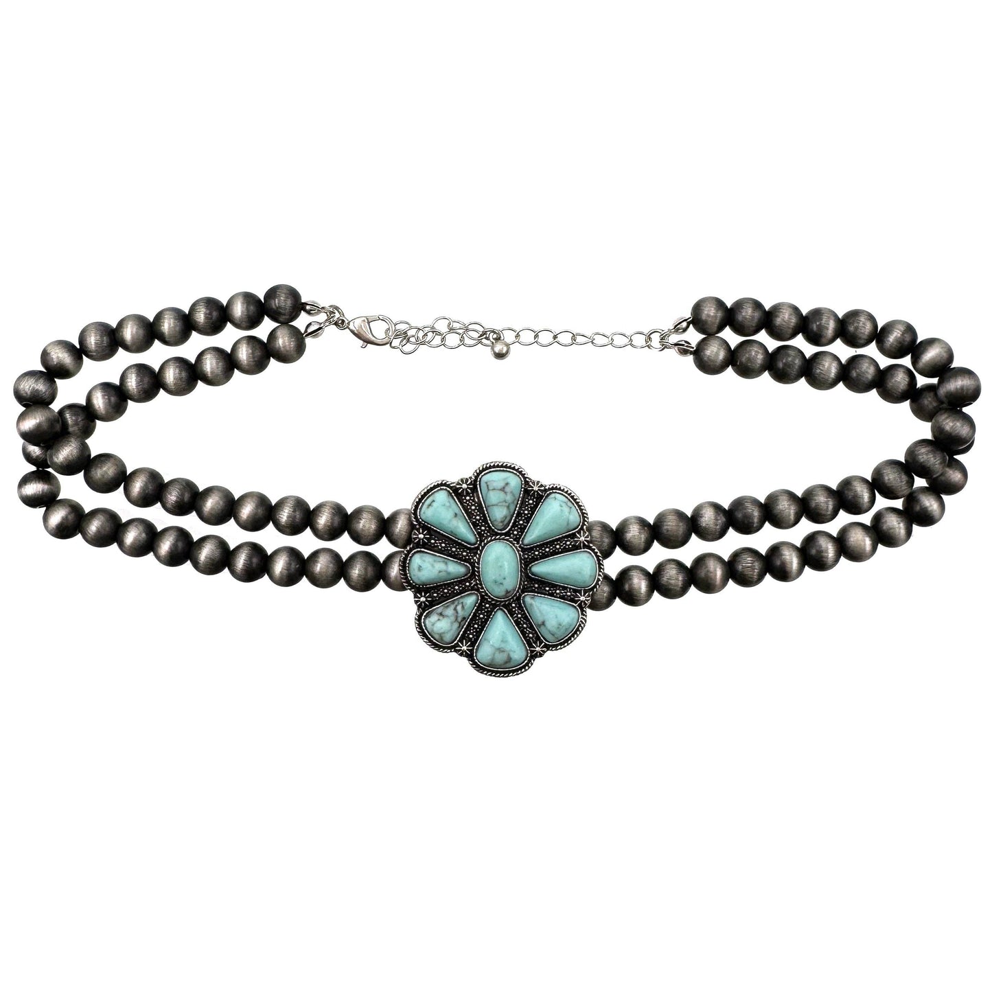 Bohemian Western Flower Turquoise Choker Necklace