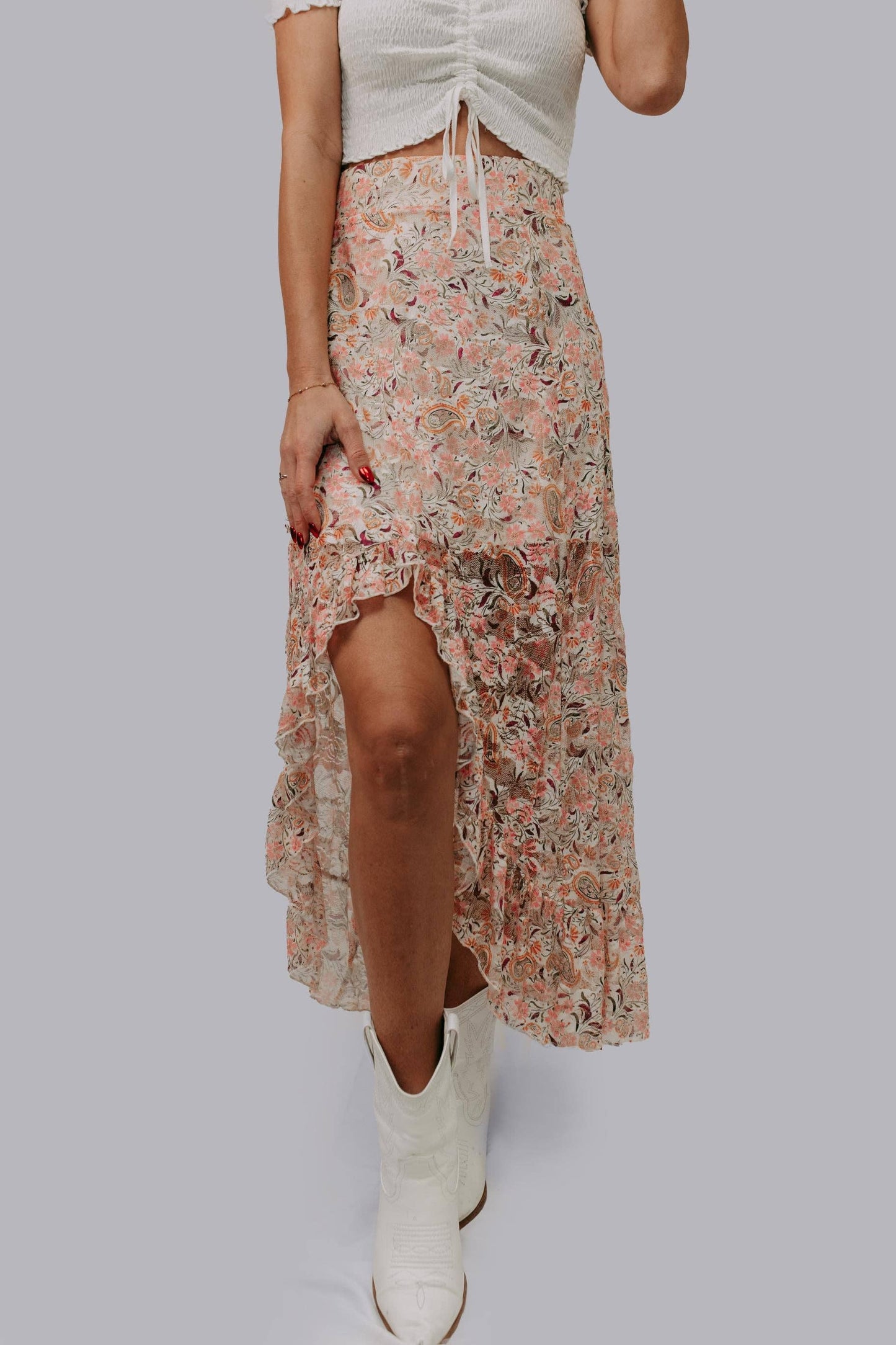 MACIE-FLORAL PAISLEY MAXI SKIRT