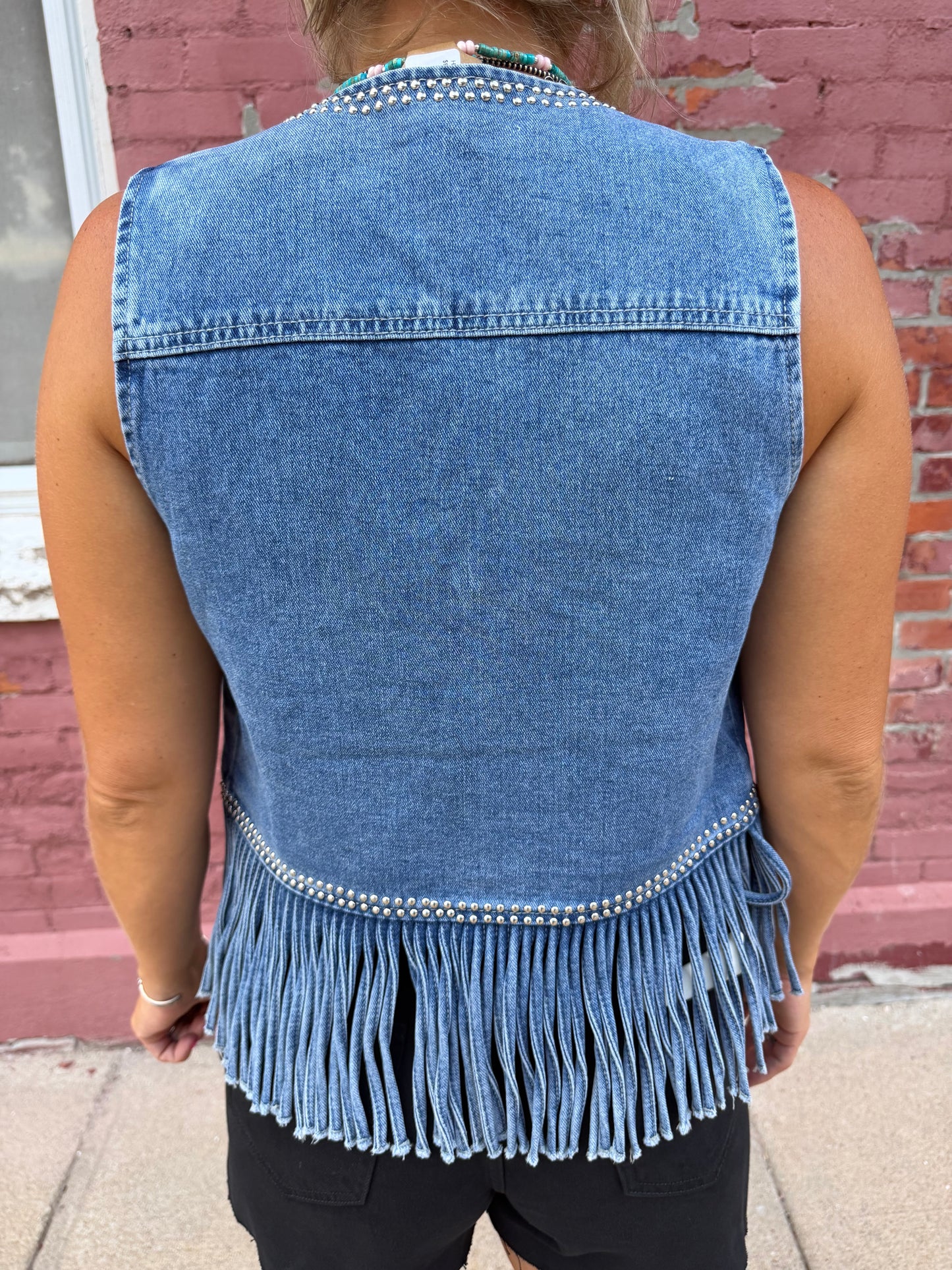 FRINGE DENIM VEST