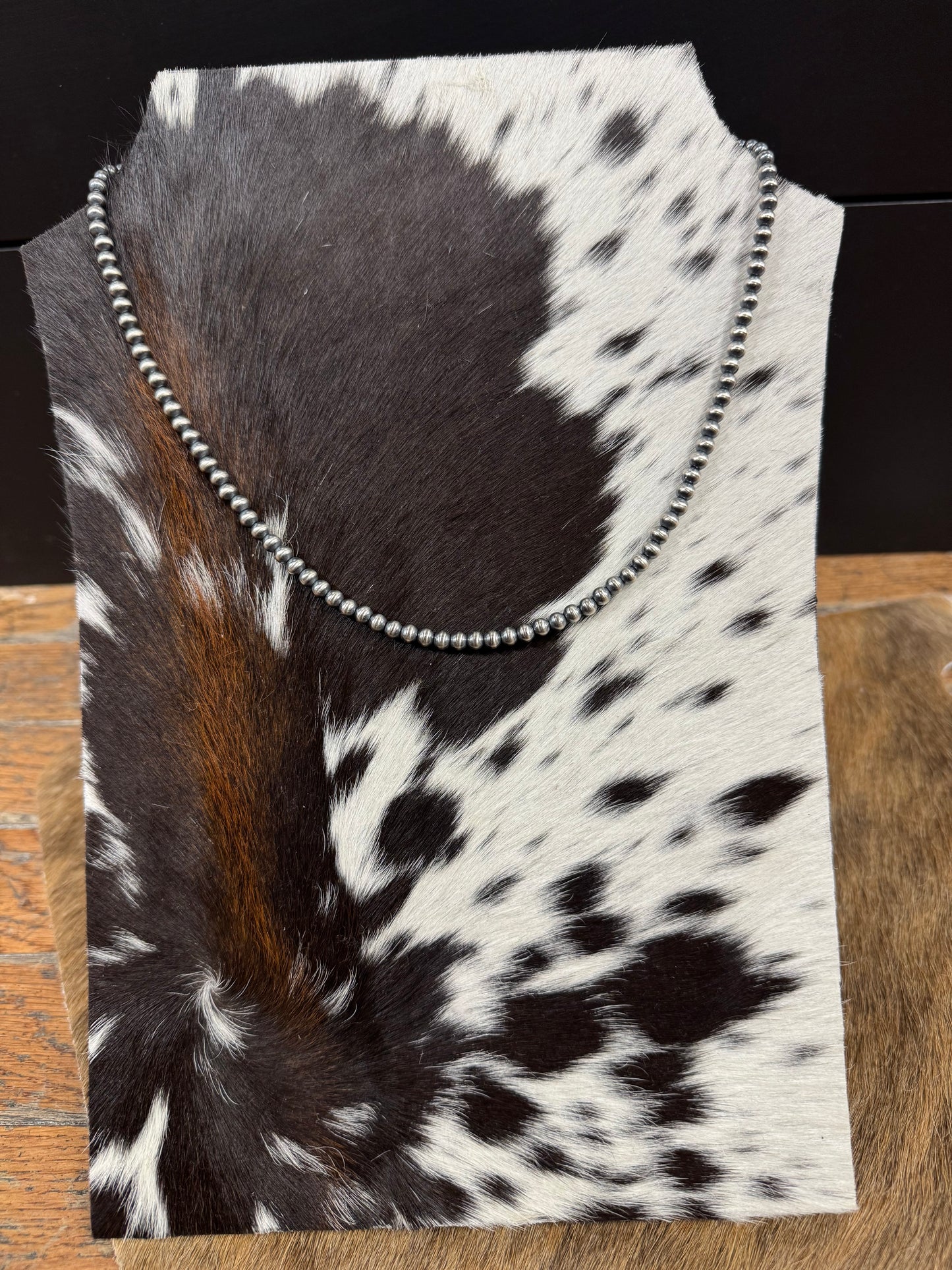 5MM NAVAJO PEARL SILVER BEADED NECKLACE