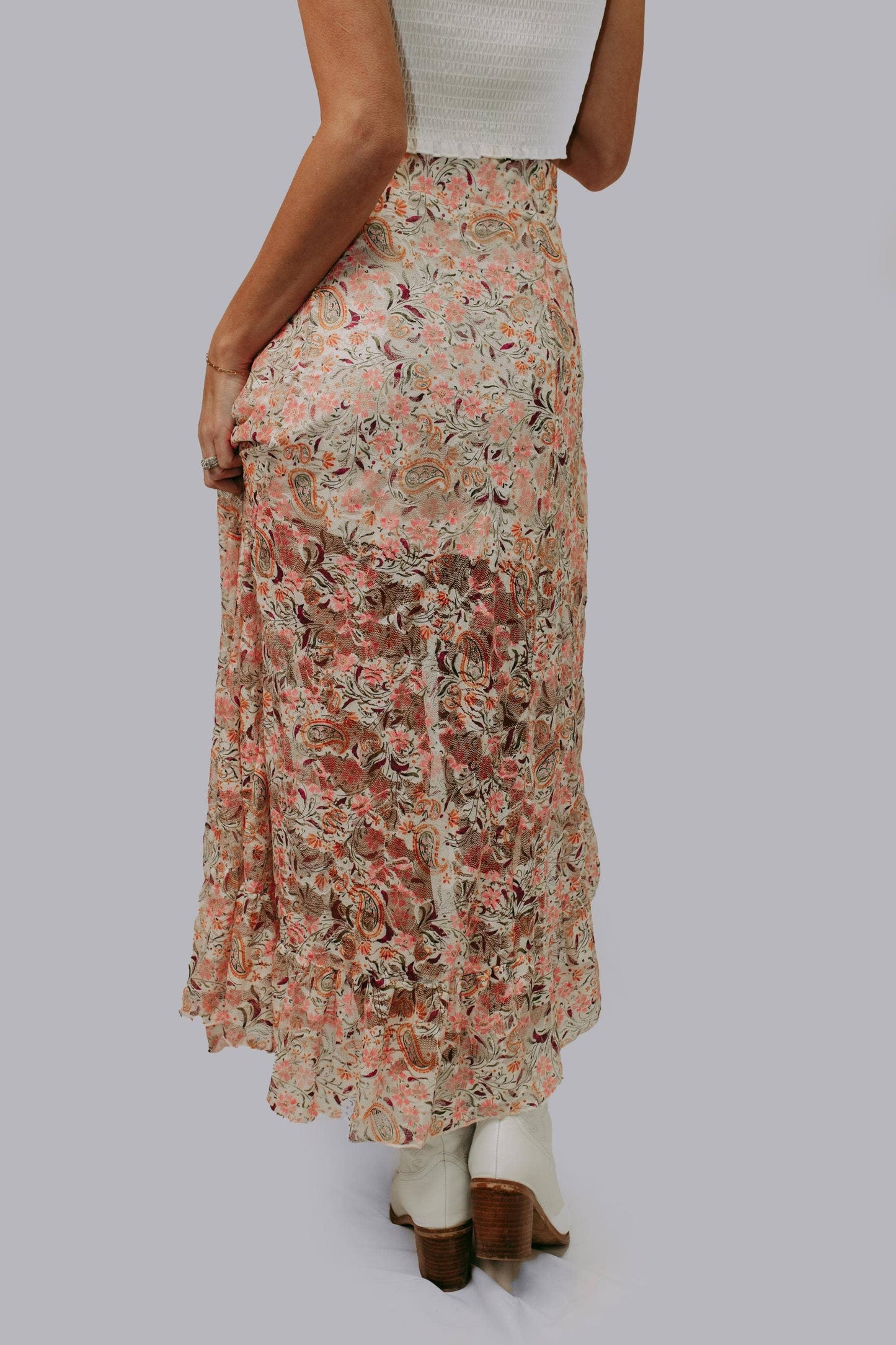 MACIE-FLORAL PAISLEY MAXI SKIRT