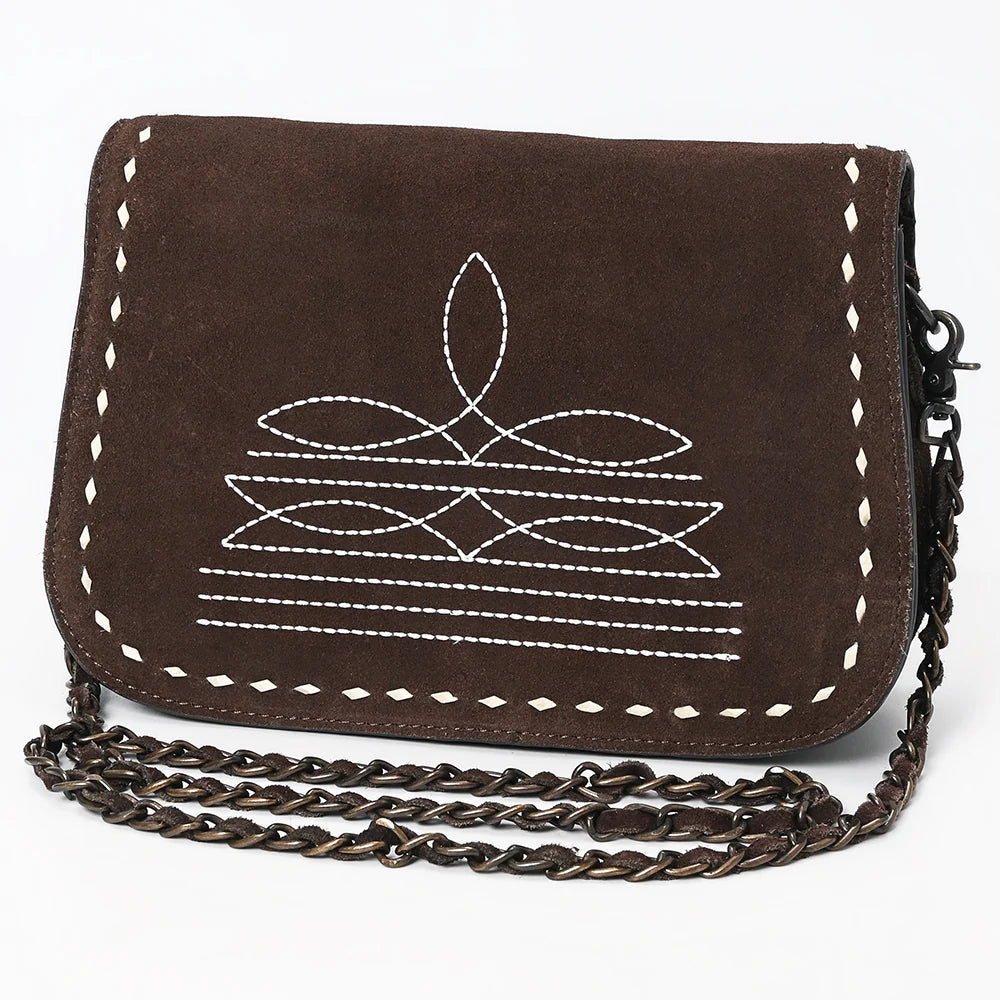 AMERICAN DARLING SUEDE WESTERN BOOT STITCH CROSSBODY BAG