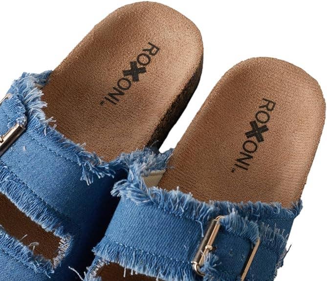 DENIM DOUBLE BUCKLE SANDALS