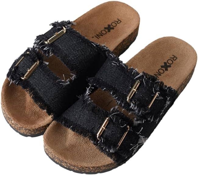 DENIM DOUBLE BUCKLE SANDALS