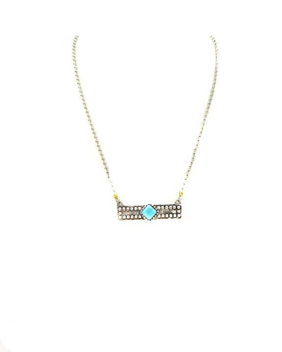 WESTERN TURQUOISE STONE BAR NECKLACE
