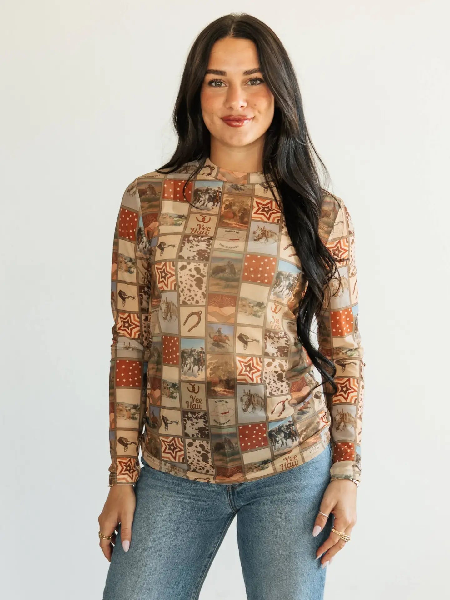 DESERT PATCHWORK MESH TOP