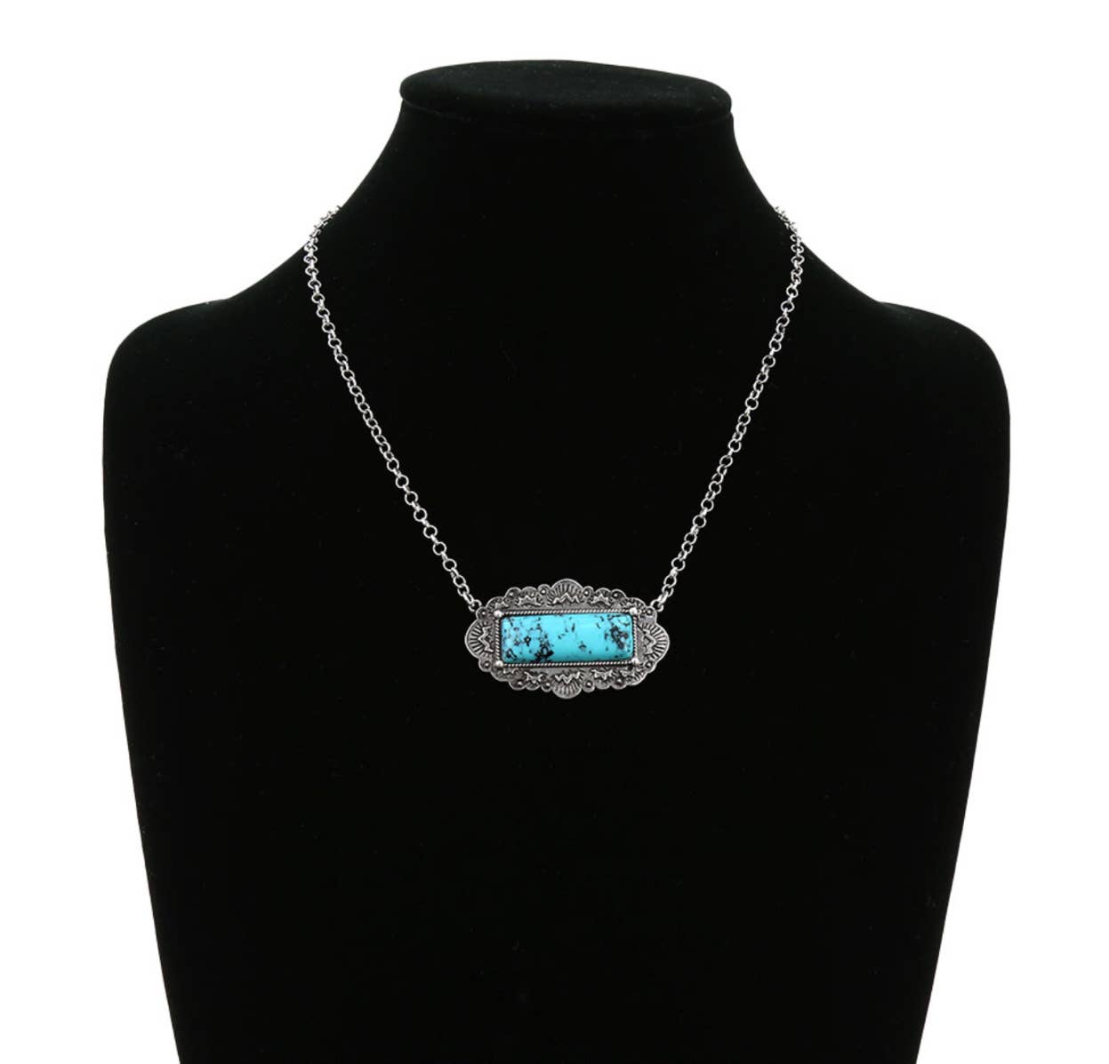 RECTANGLE STONE PENDANT NECKLACE