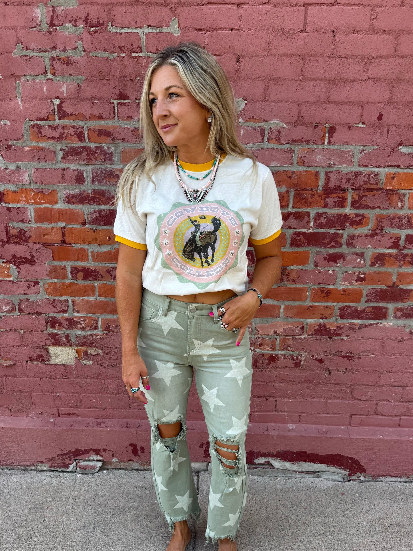 COWBOY COLLEGE RINGER TEE