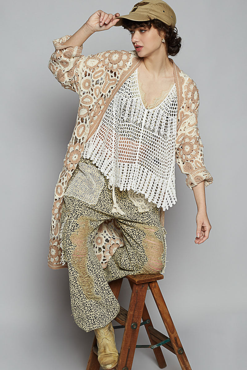 CANDI FLORAL CROCHET CARDIGAN