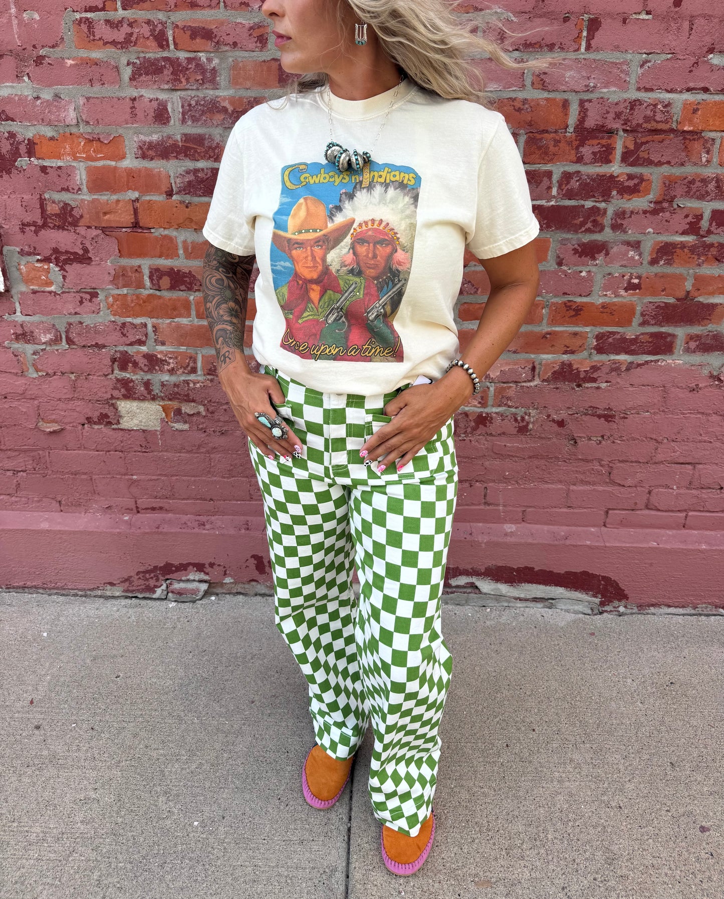 CACTUS TRAIL CHECKERED JEANS