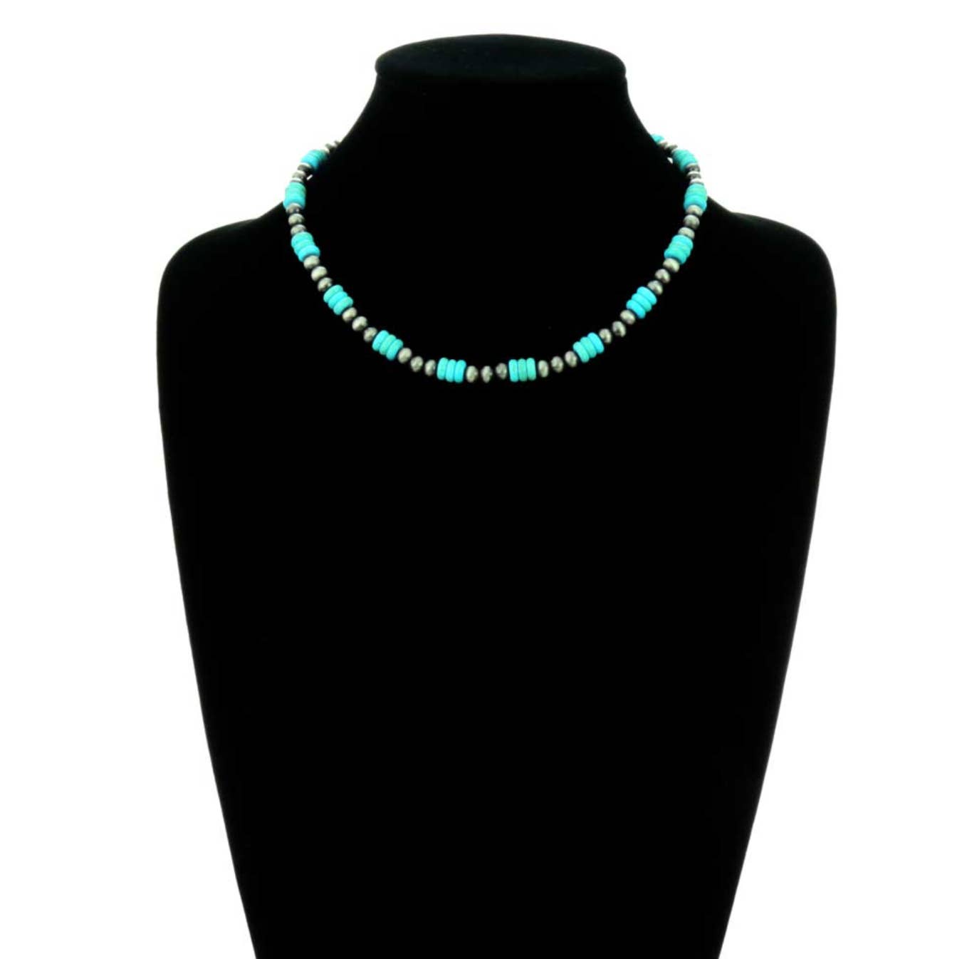 NAVAJO STYLE PEARL WITH STONE NECKLACE