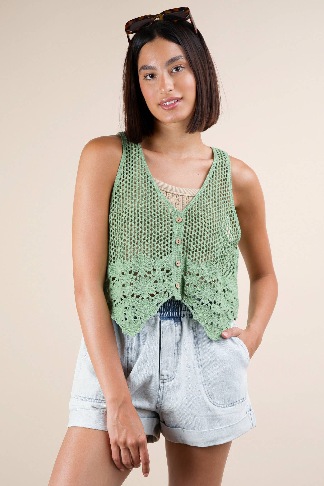 CARRIE CROCHET KNIT BOHO VEST