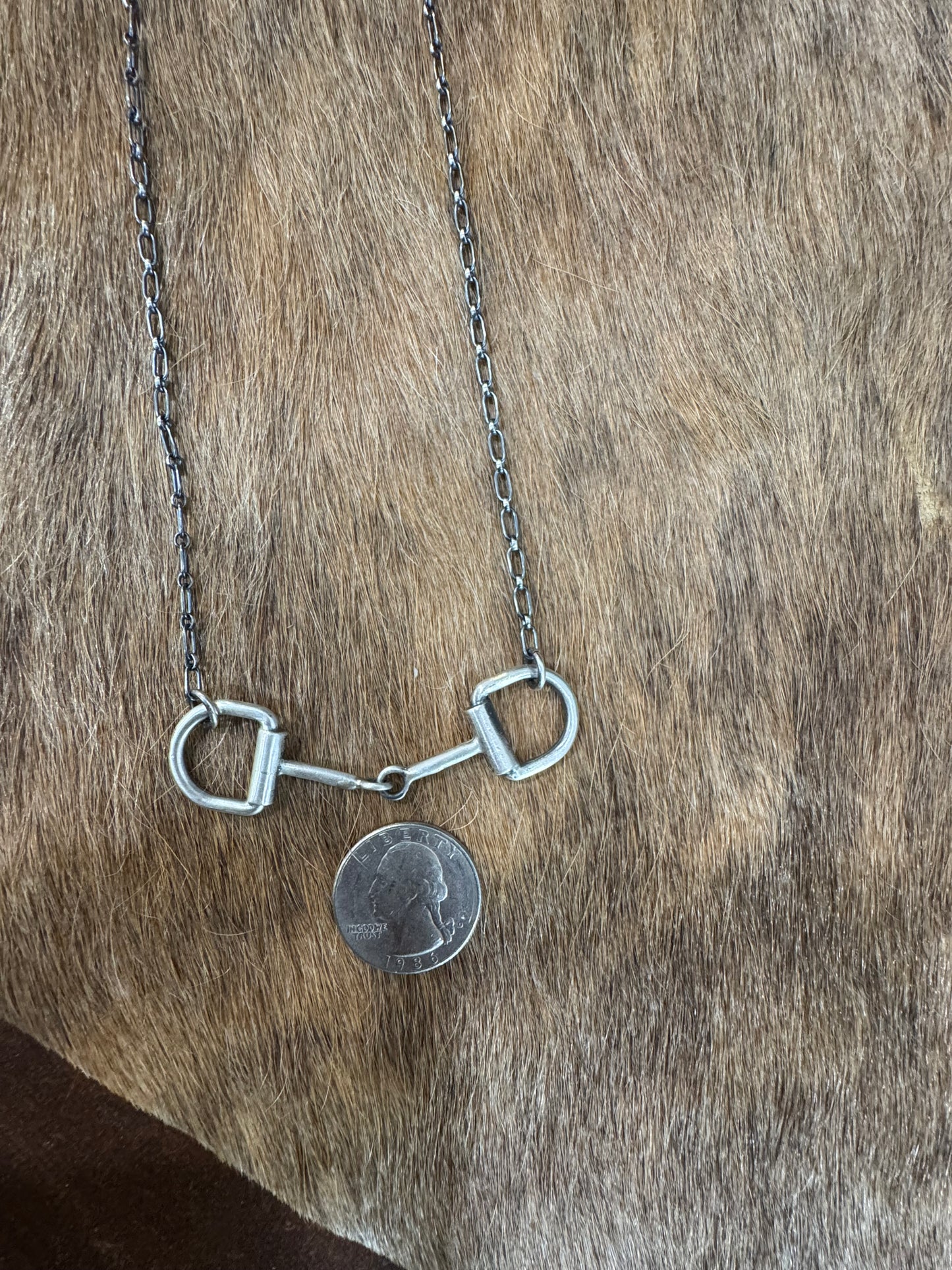 STERLING SILVER BIG HORSE BIT NECKLACE