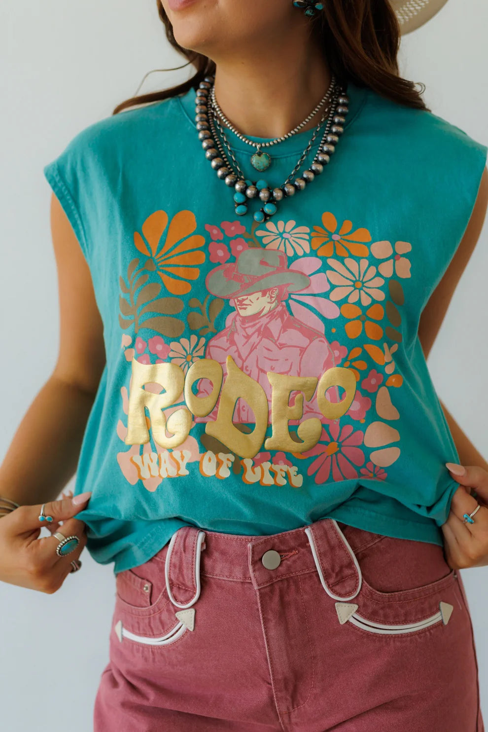 RODEO FLOWER SLEEVELESS TEE