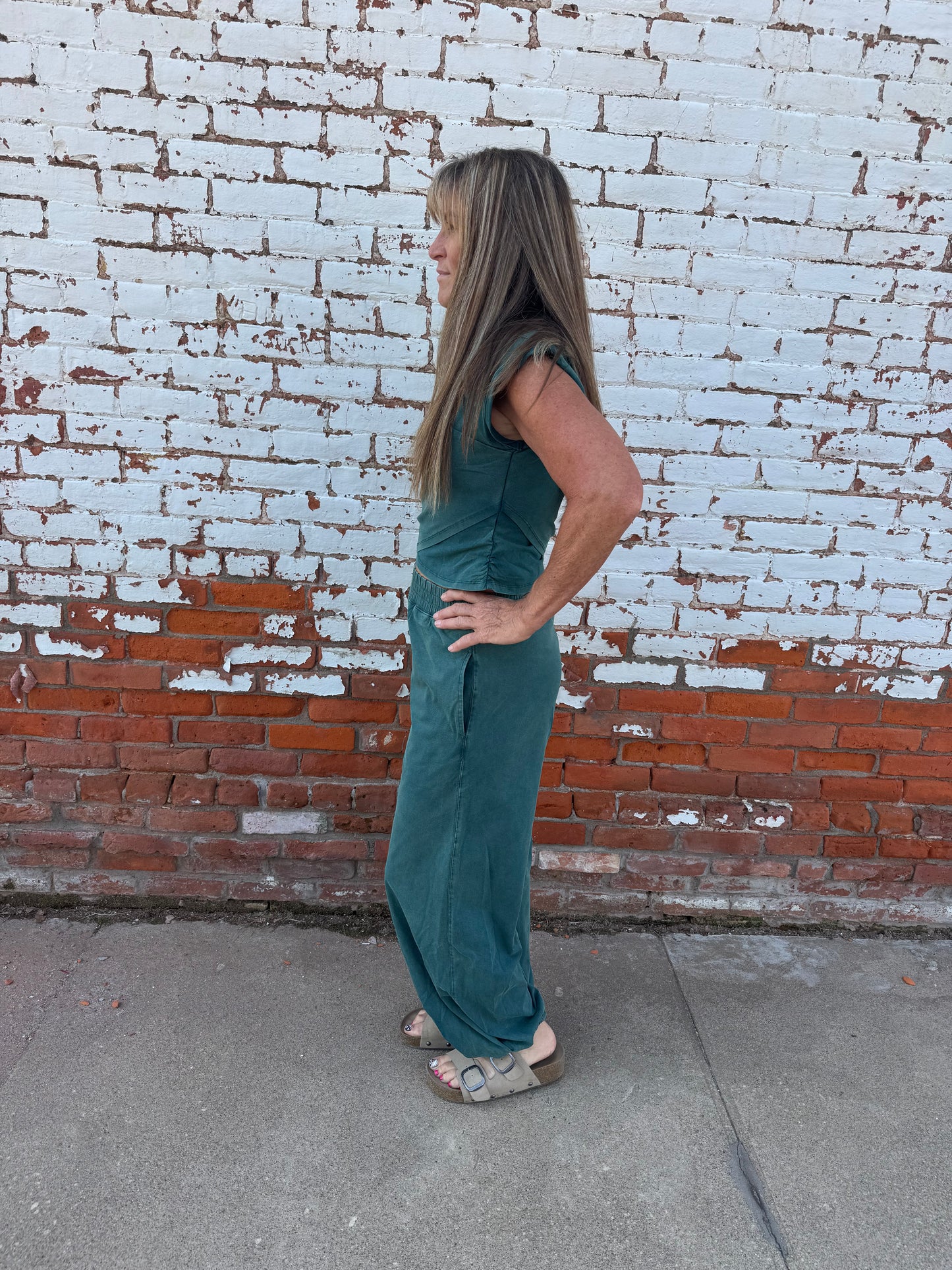 MINERAL WASHED SHORT SLEEVE WRAP TOP