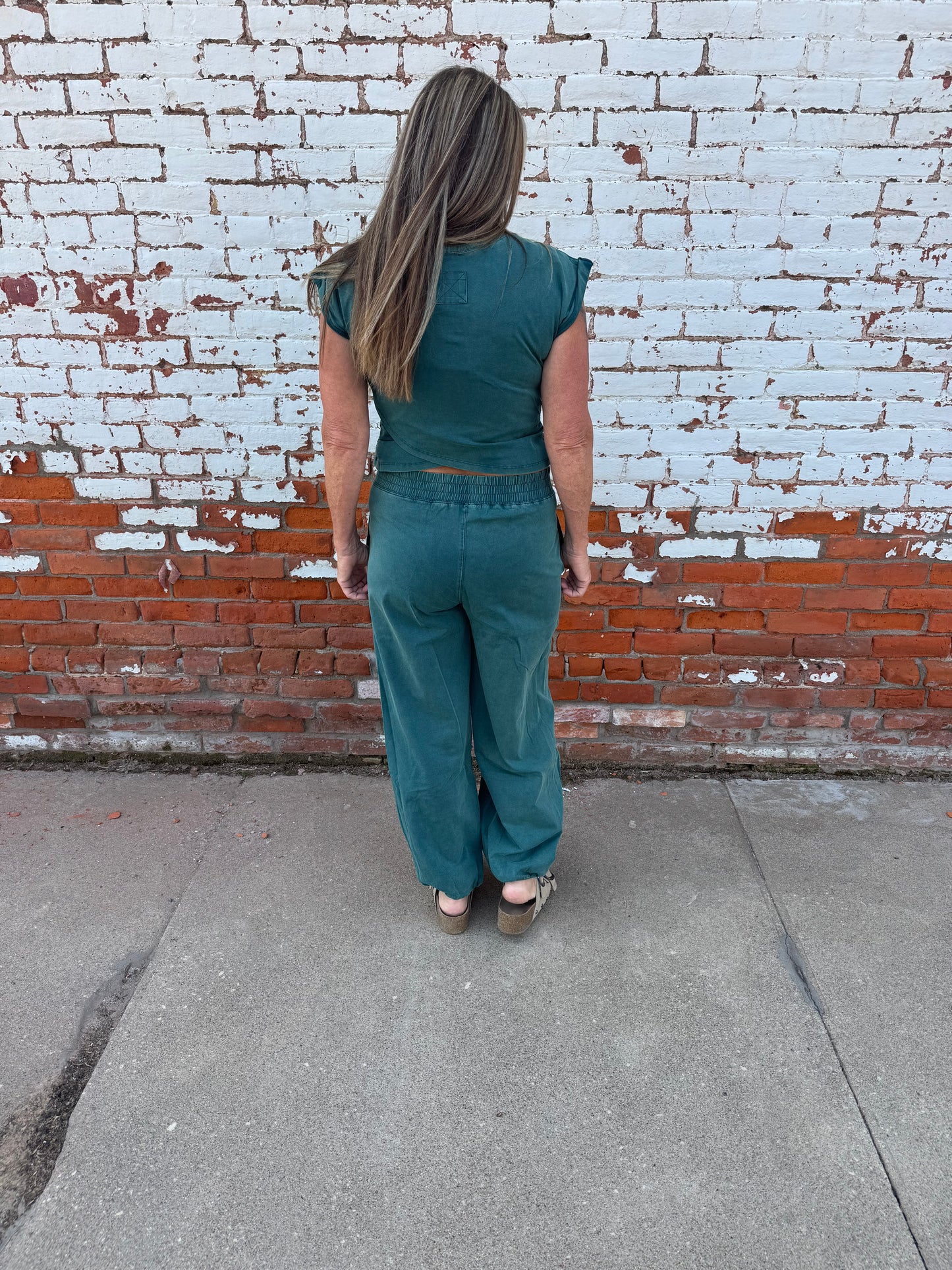 MINERAL WASHED SHORT SLEEVE WRAP TOP