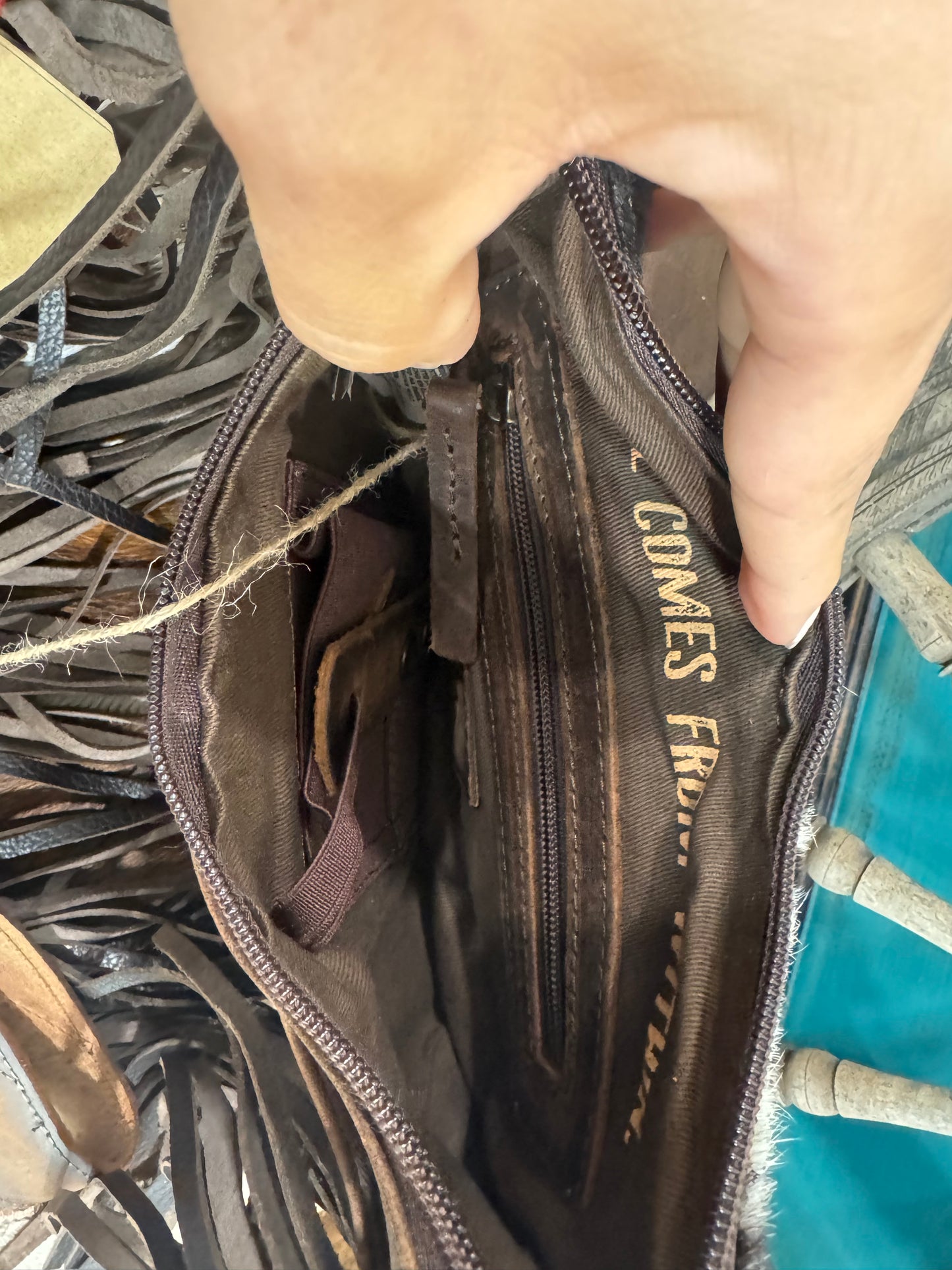 COWHIDE NELLIE FRINGE BAG