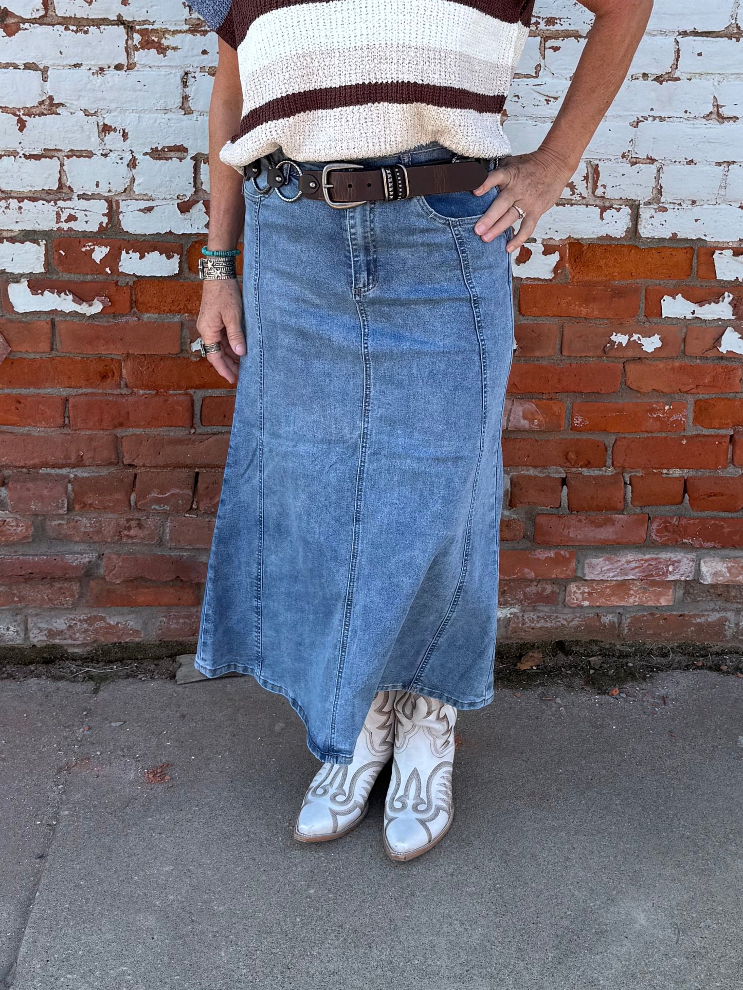 FRANCY MIDI DENIM SKIRT
