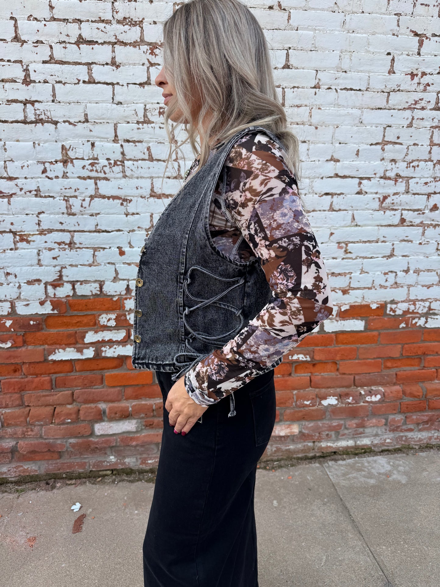 BAILEY DENIM VEST WITH LACE UP SIDES