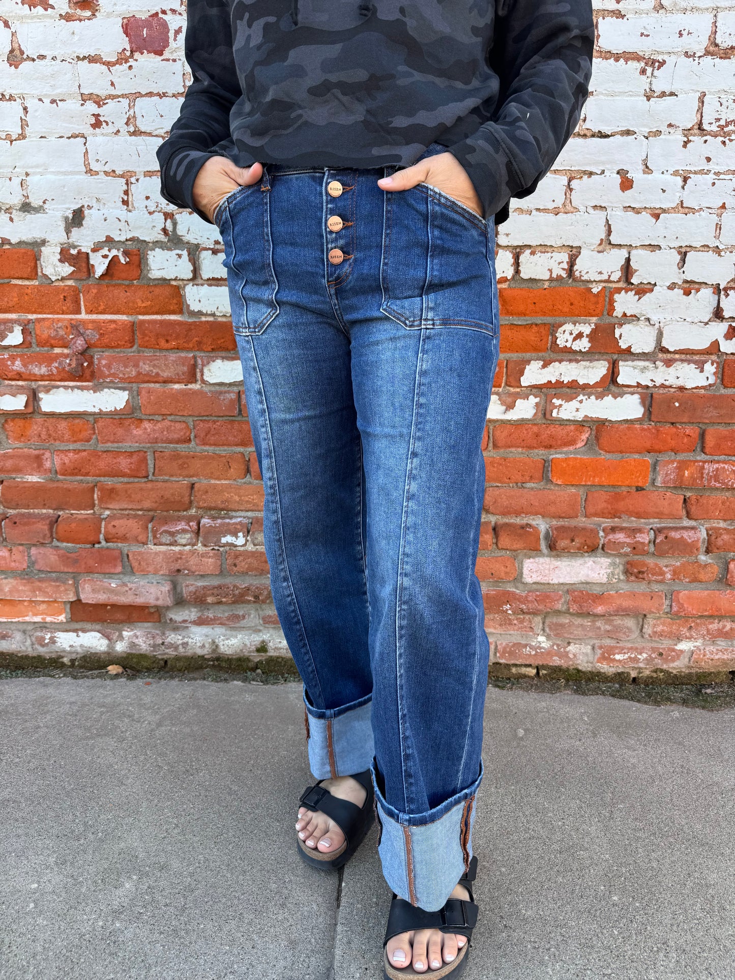 KATHERINE WIDE LEG CUFFED JEANS