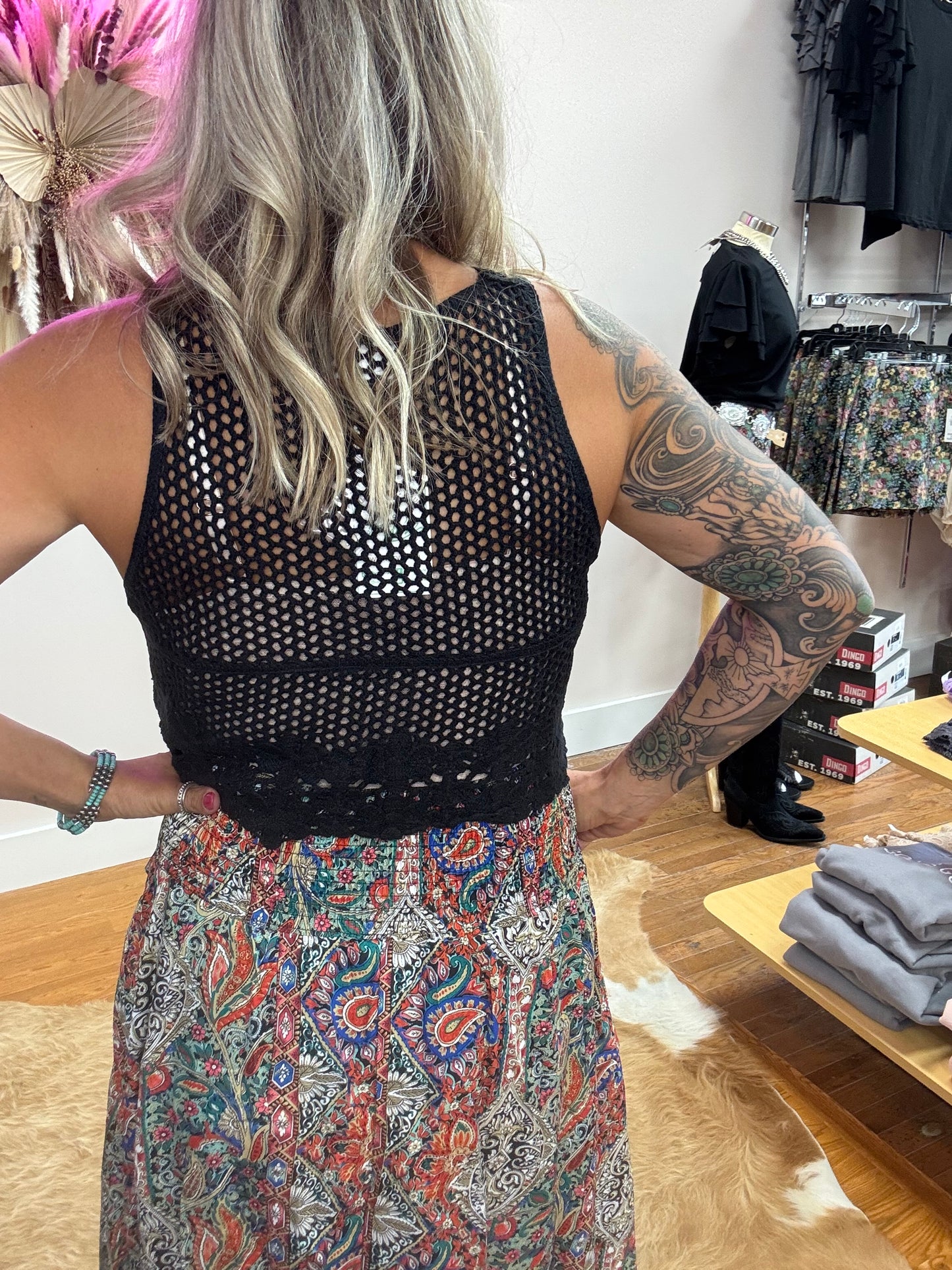 CARRIE CROCHET KNIT BOHO VEST