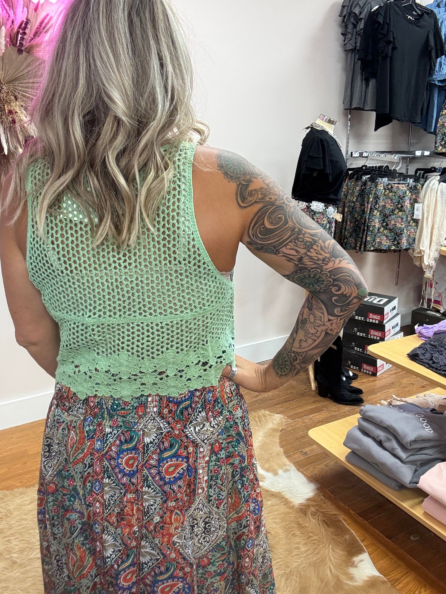 CARRIE CROCHET KNIT BOHO VEST