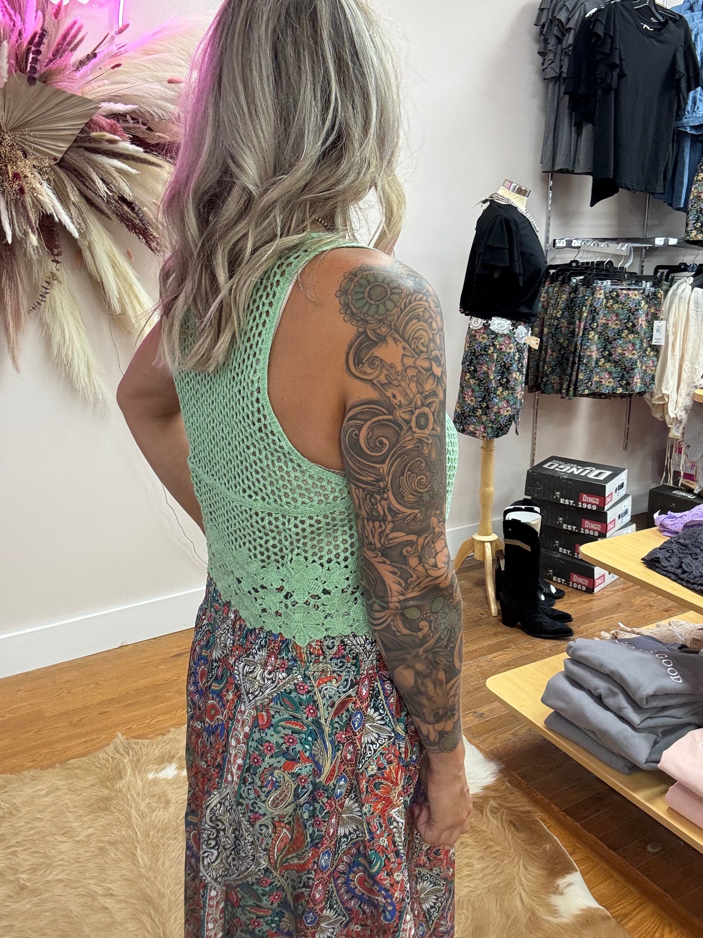 CARRIE CROCHET KNIT BOHO VEST