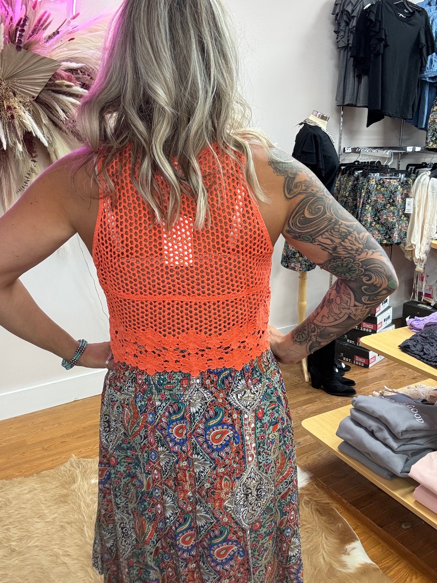 CARRIE CROCHET KNIT BOHO VEST