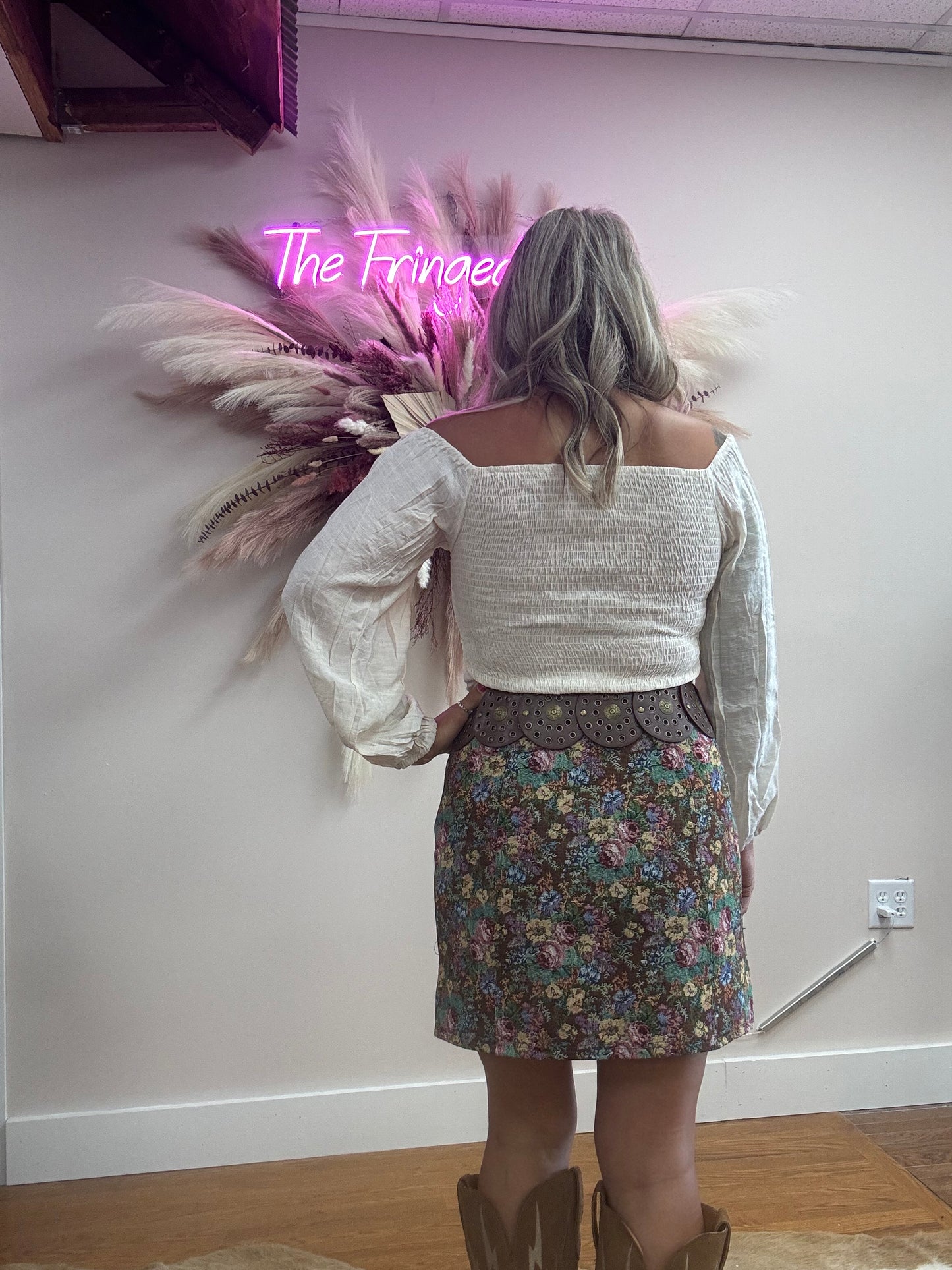 Floral Jacquard Mini Skirt