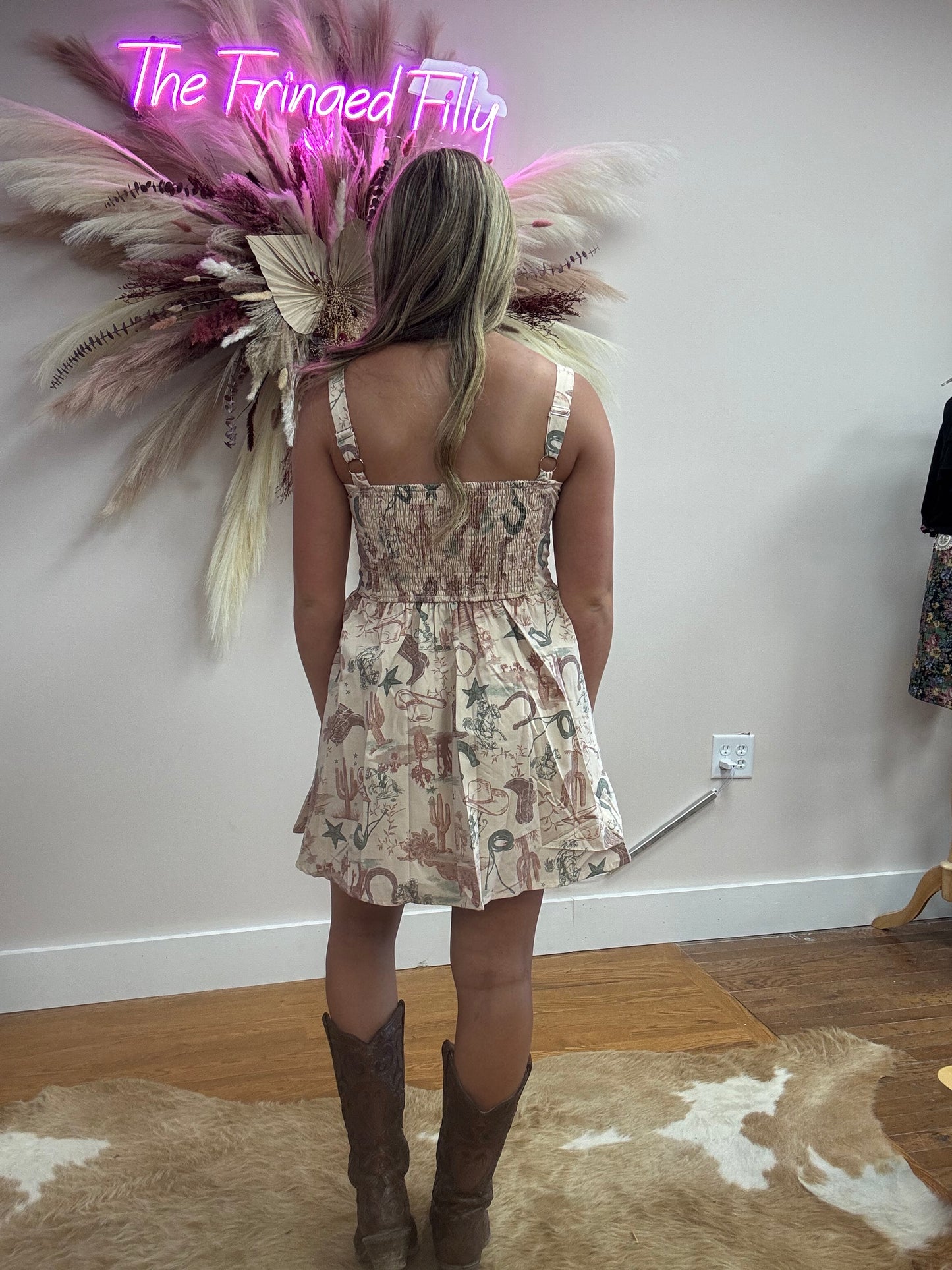 LORETTA WESTERN PRINT MINI DRESS