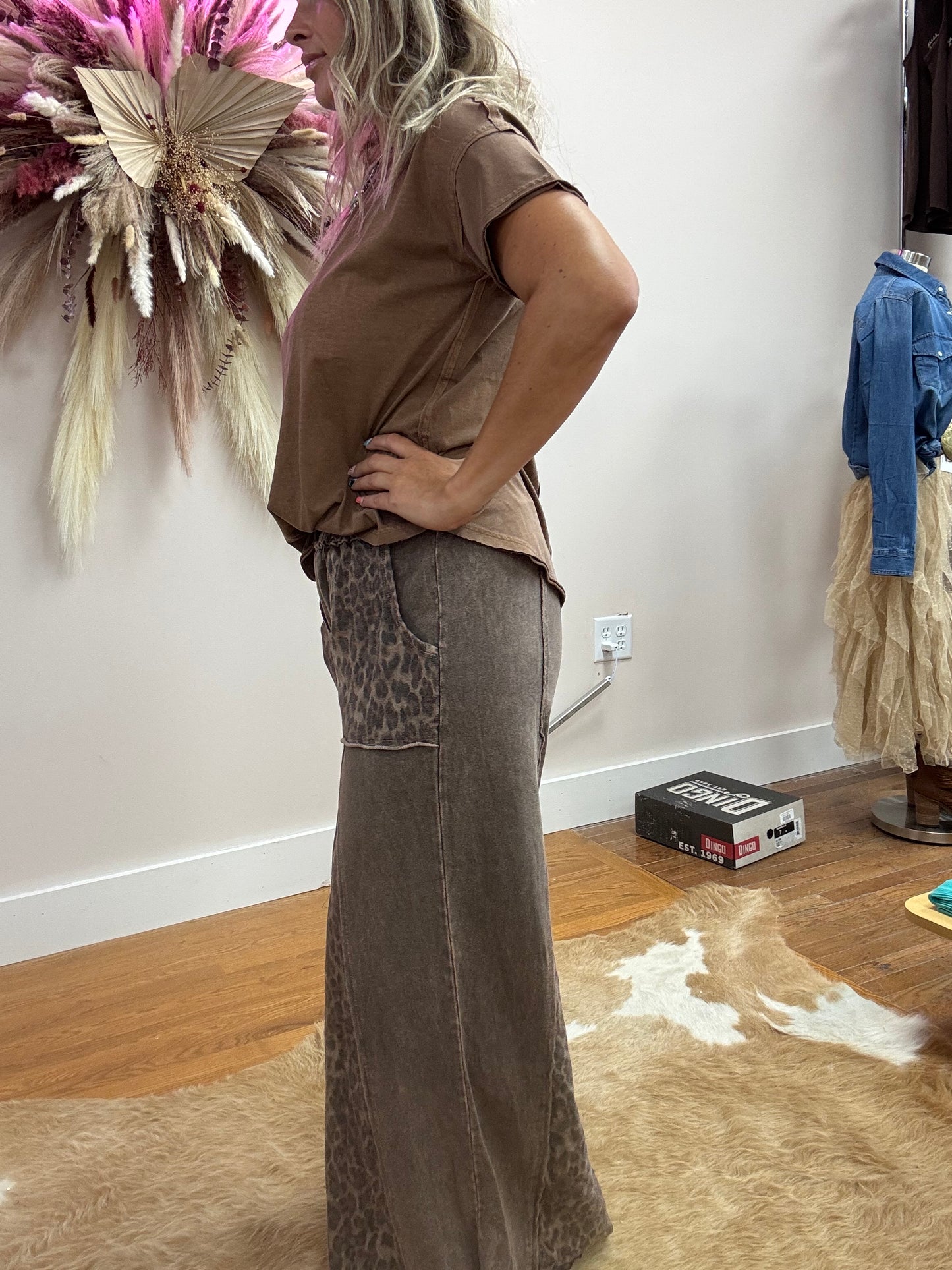LOLA LEOPARD PRINT FLARE PANTS