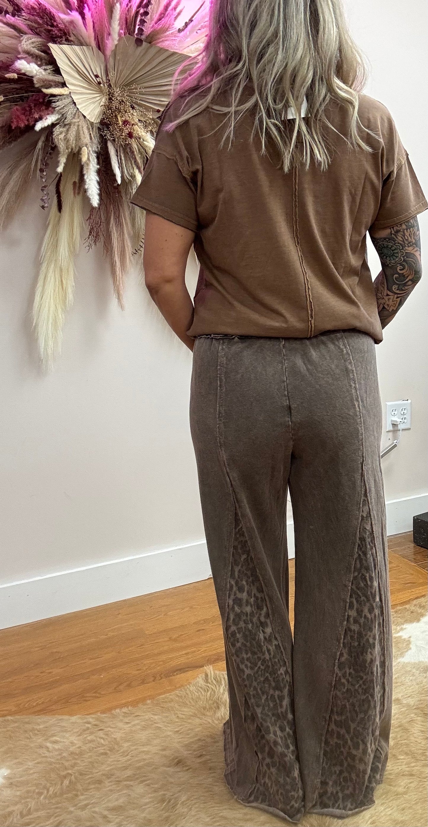 LOLA LEOPARD PRINT FLARE PANTS