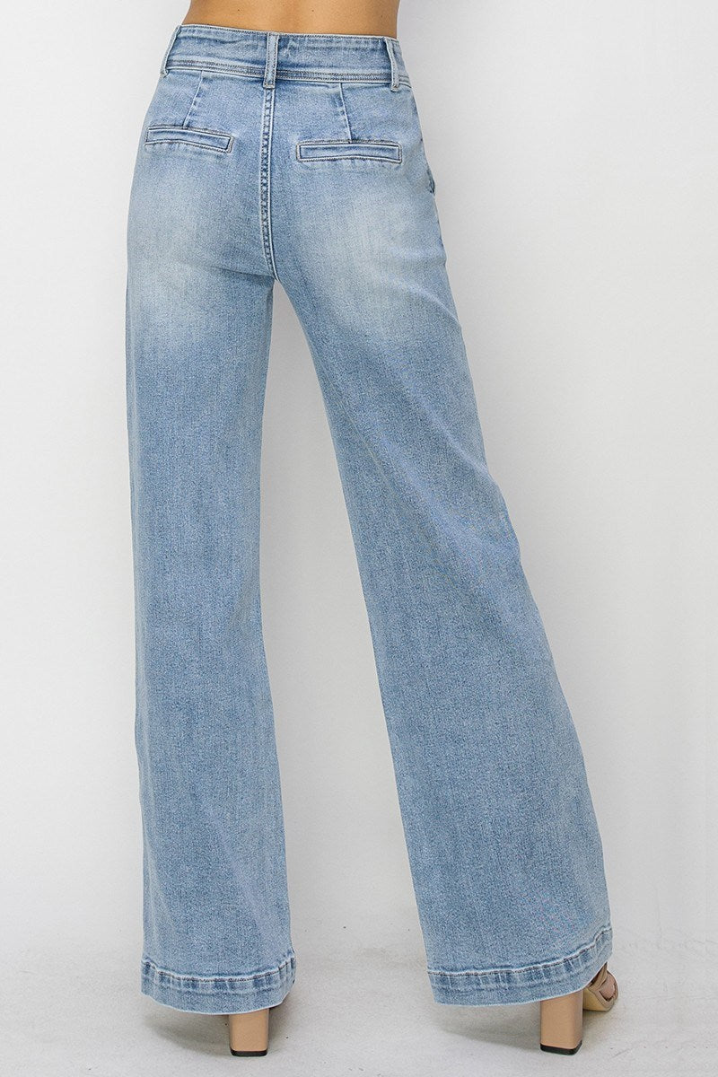 SIERRA DOUBLE BUTTON WIDE LEG JEANS