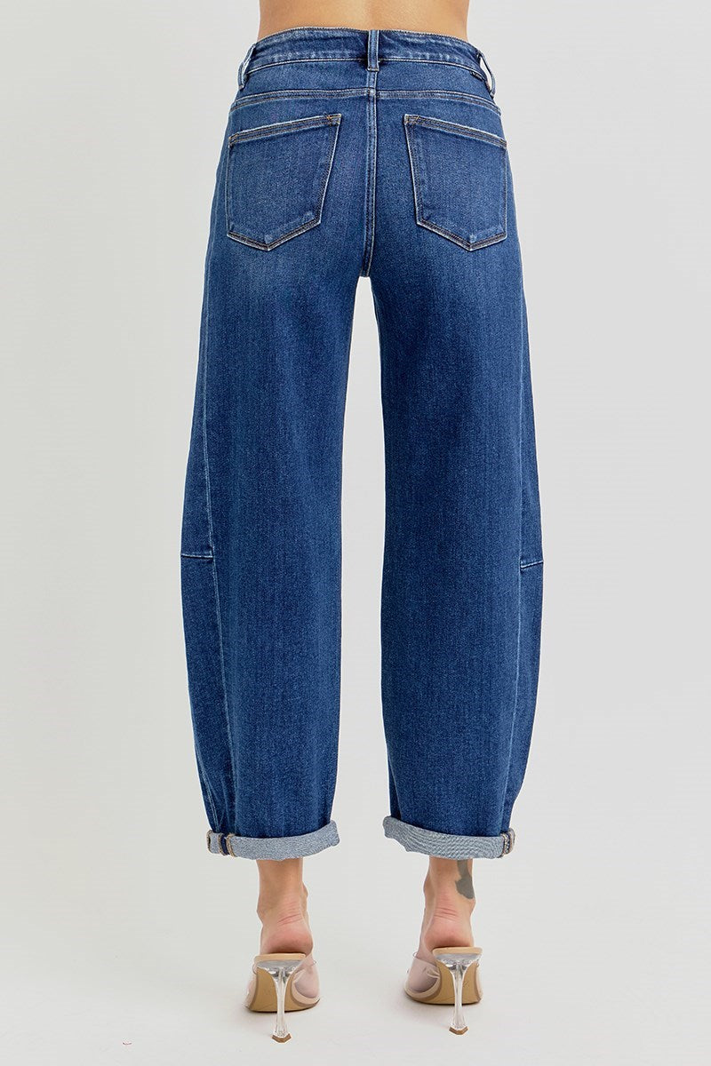DARK-HIGHRISE BARREL JEAN