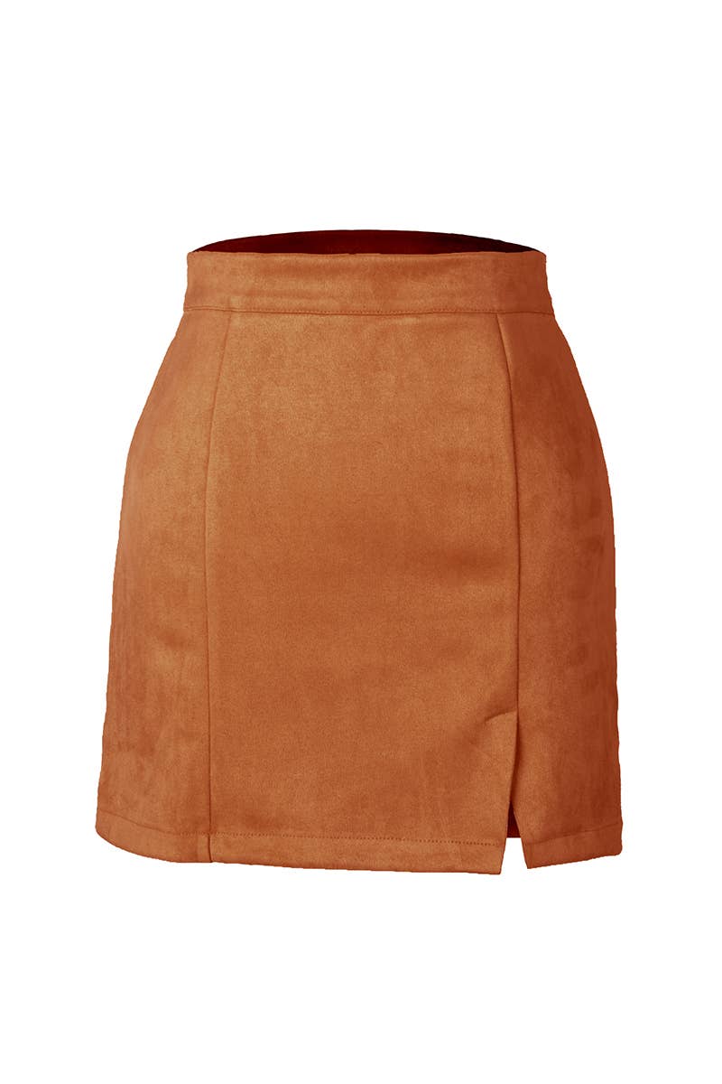 HIGH WAIST FAUX SUEDE MINI SKIRT