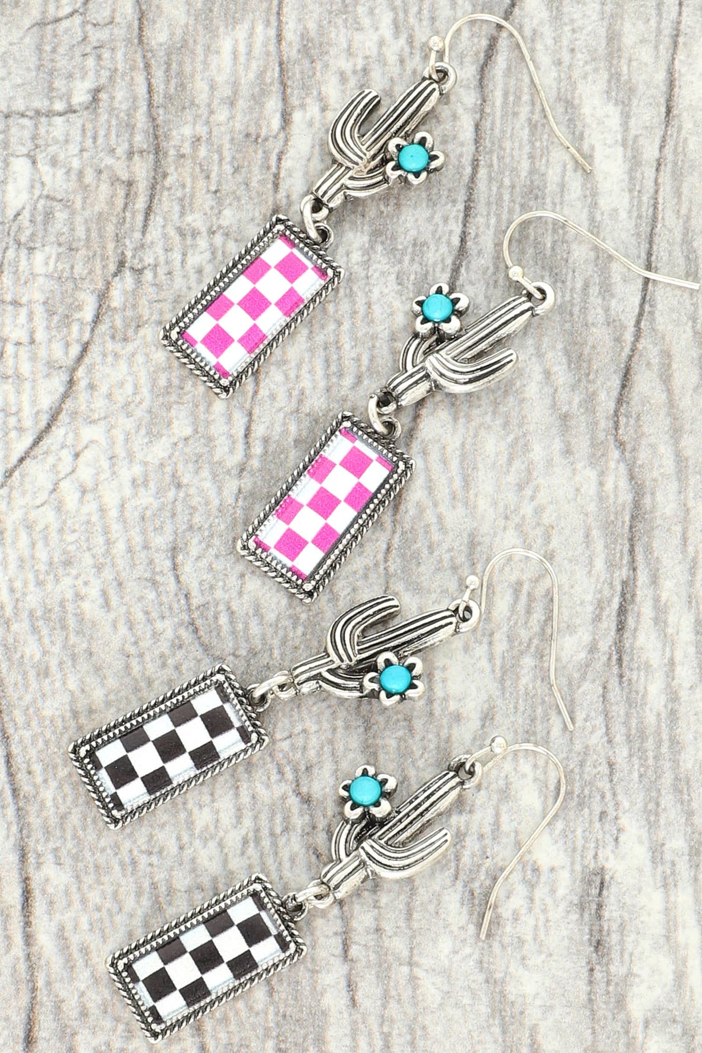 CHECKERBOARD BAR DANGLE EARS