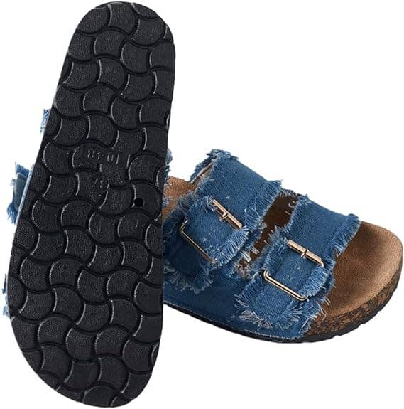 DENIM DOUBLE BUCKLE SANDALS