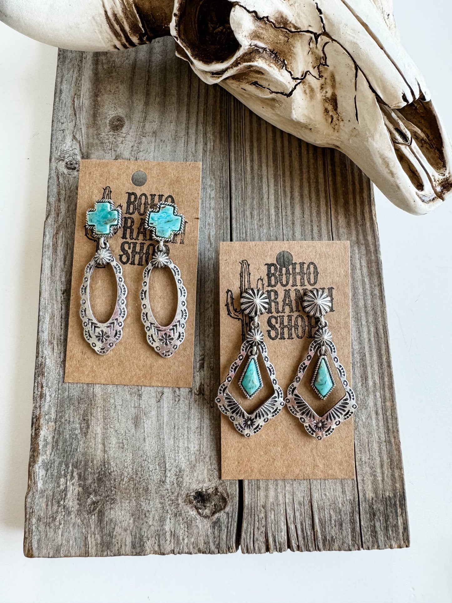 AZTEC STONE STUD EARRINGS