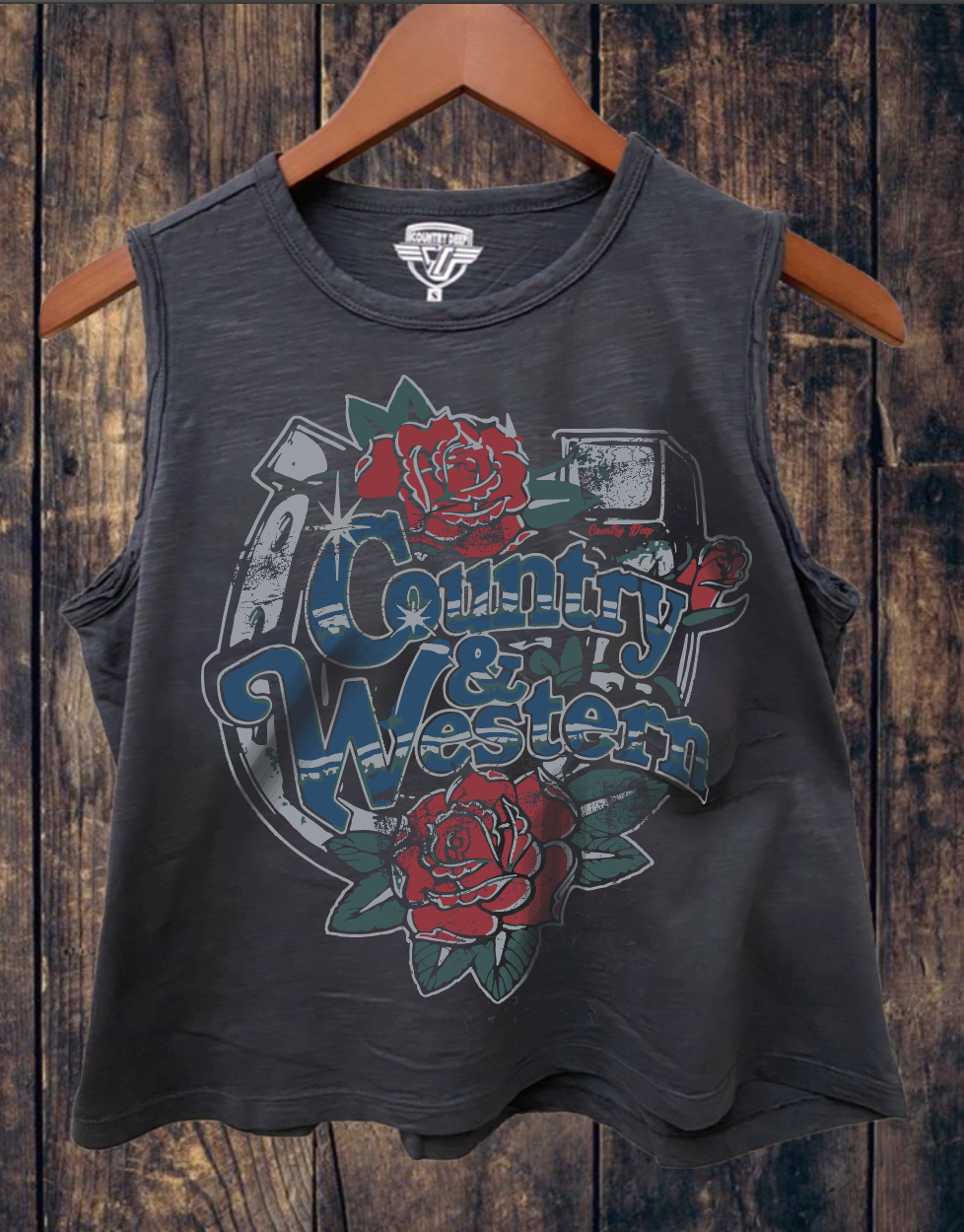 COUNTRY & WESTERN HORSESHOE MUSCLE T SHIRT