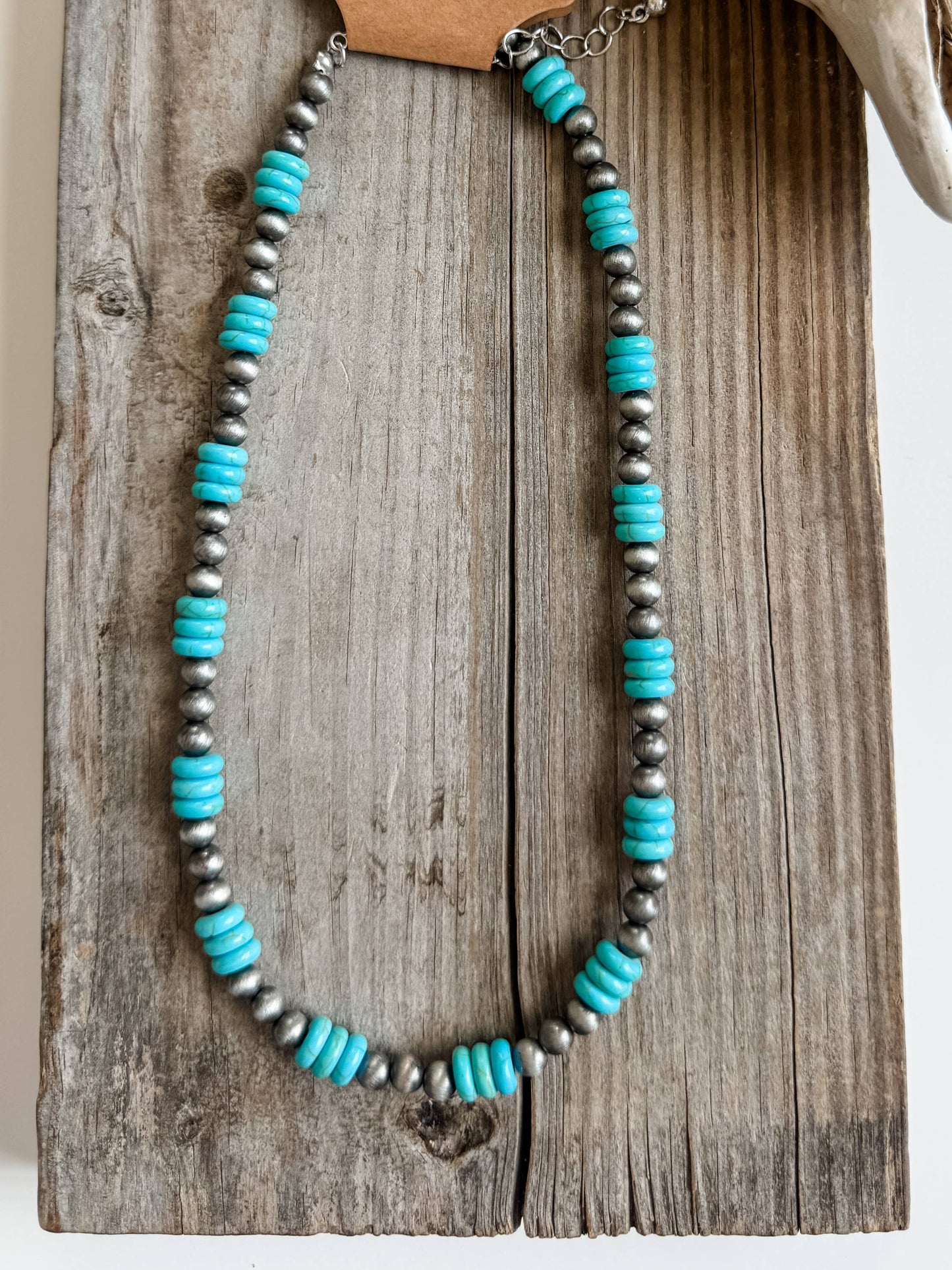 NAVAJO STYLE PEARL WITH STONE NECKLACE