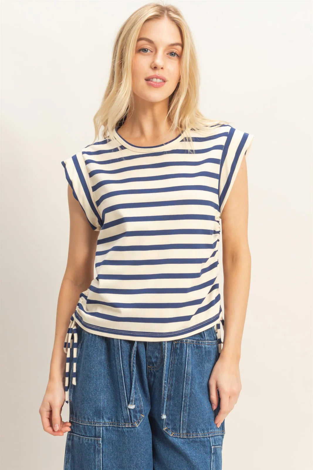 STRIPED TIE SIDE TOP