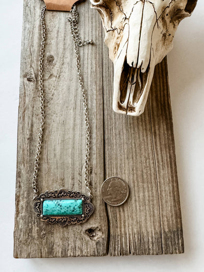 RECTANGLE STONE PENDANT NECKLACE