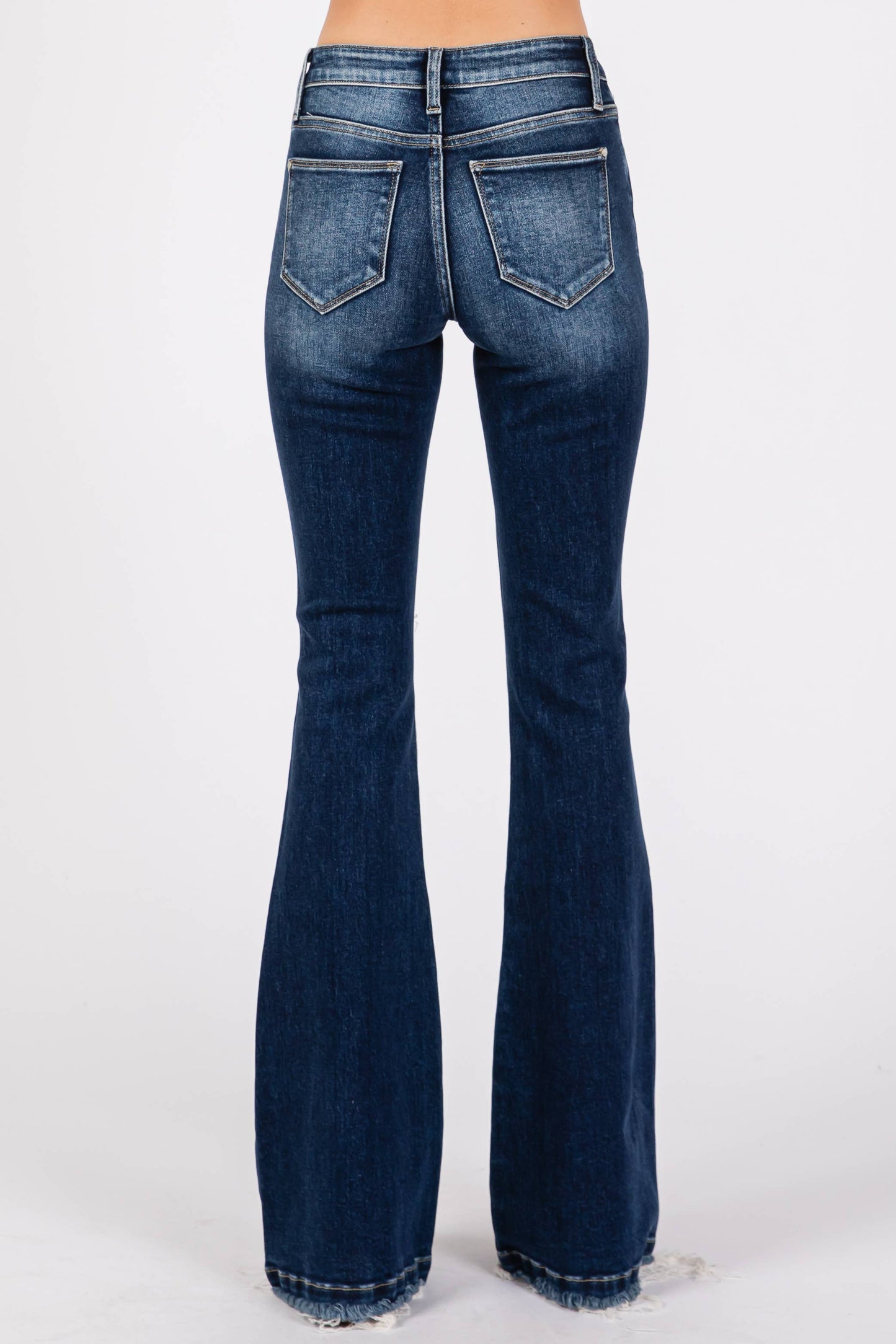 MONTANA- MID RISE DISTRESSED STRETCH FLARE JEANS
