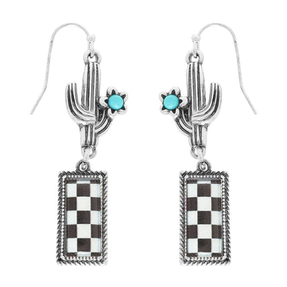 CHECKERBOARD BAR DANGLE EARS