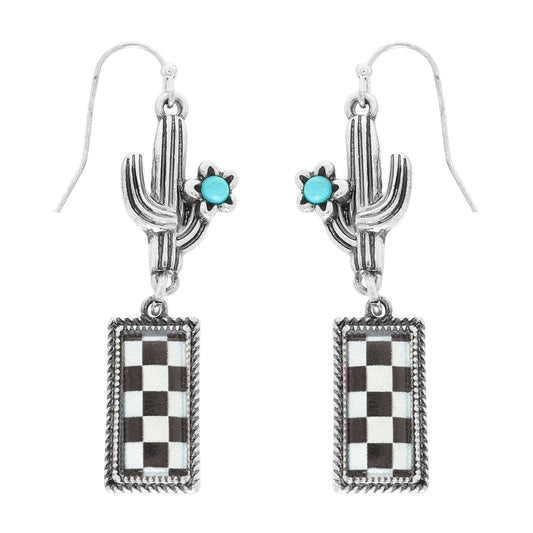 CHECKERBOARD BAR DANGLE EARS