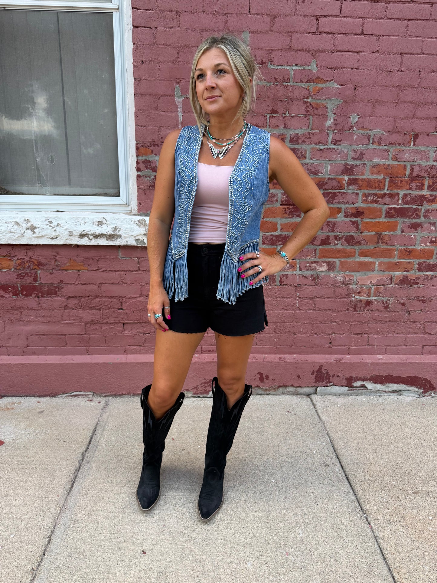 FRINGE DENIM VEST