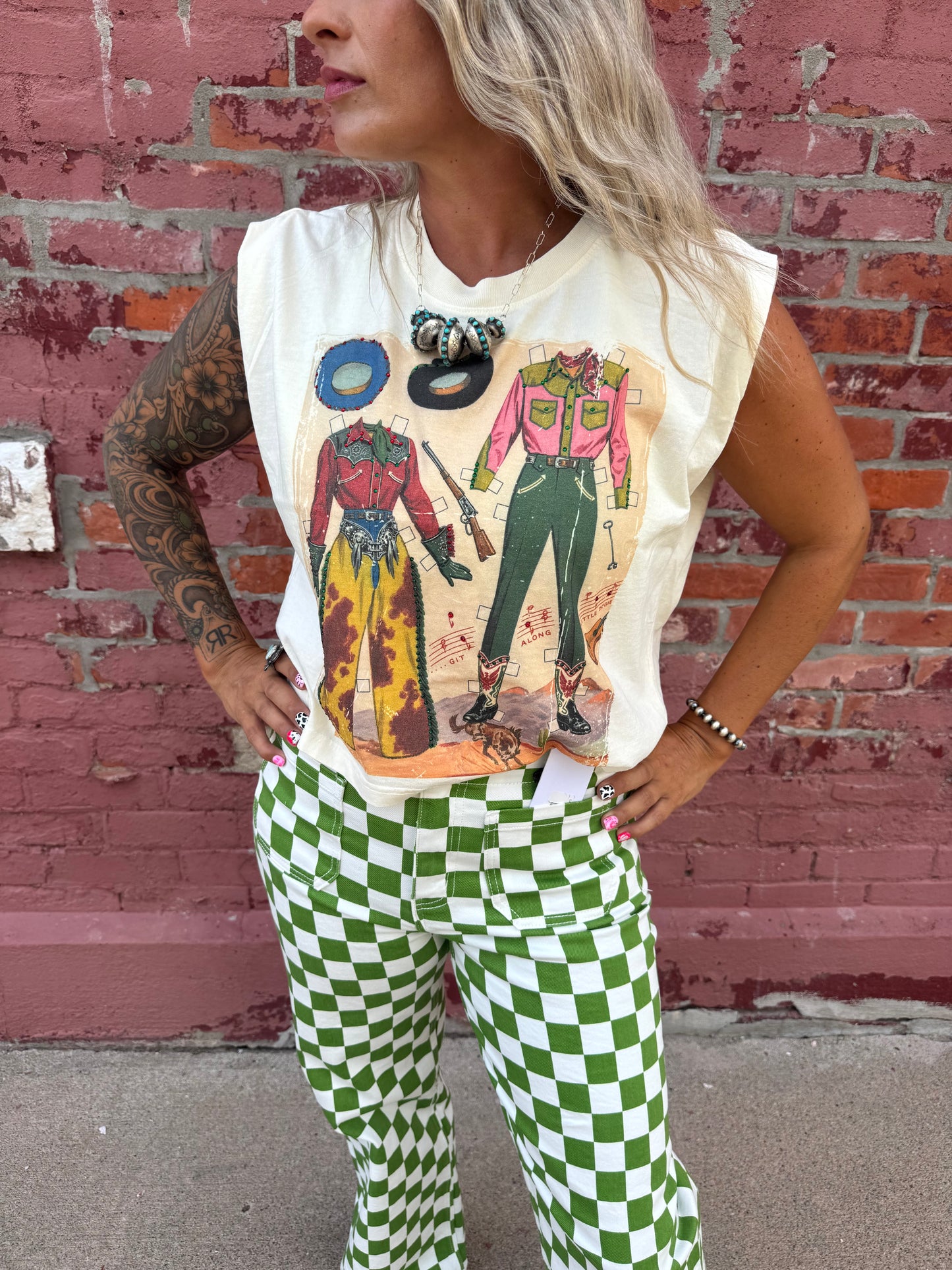 RODEO DRESS UP MUSCLE TANK