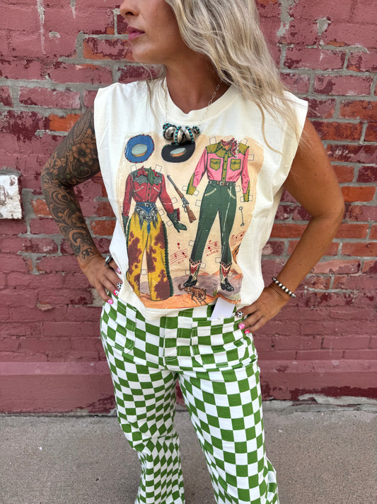 RODEO DRESS UP MUSCLE TANK